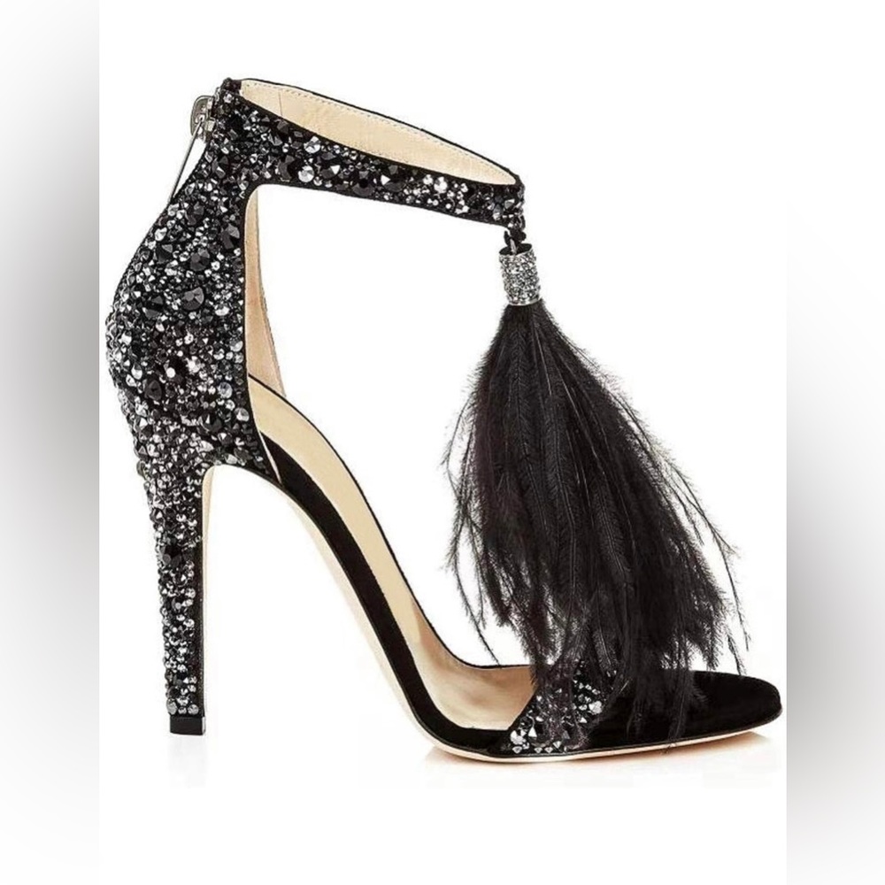 Women Rhinestone Heeled Sandals Wedding Dress White Sandals Stiletto Heel Pearl